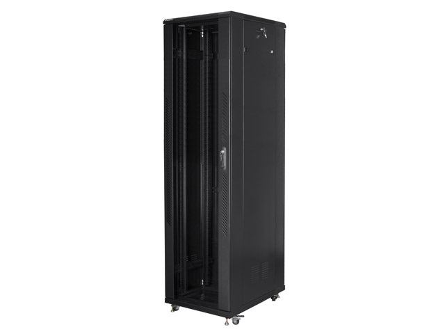 Szafa instalacyjna Rack stojąca 19" 37U 800X800 czarna Flat pack Lanberg (FF01-8837-12B)