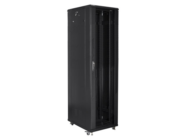 Szafa instalacyjna Rack stojąca 19" 37U 800X800 czarna Flat pack Lanberg (FF01-8837-12B)