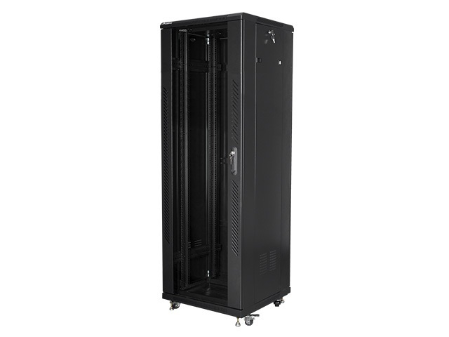 Szafa instalacyjna Rack stojąca 19" 37U 600X600 czarna Flat pack Lanberg (FF01-6637-12B)
