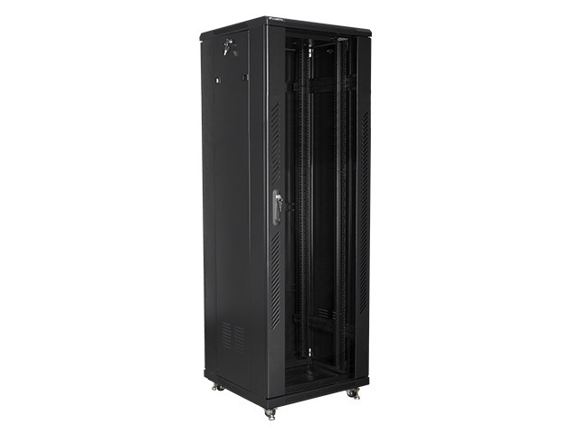 Szafa instalacyjna Rack stojąca 19" 37U 600X600 czarna Flat pack Lanberg (FF01-6637-12B)