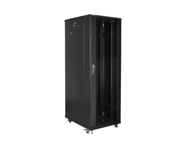 Szafa instalacyjna Rack stojąca 19" 47U 800X800 czarna Flat pack Lanberg (FF01-8847-12B)