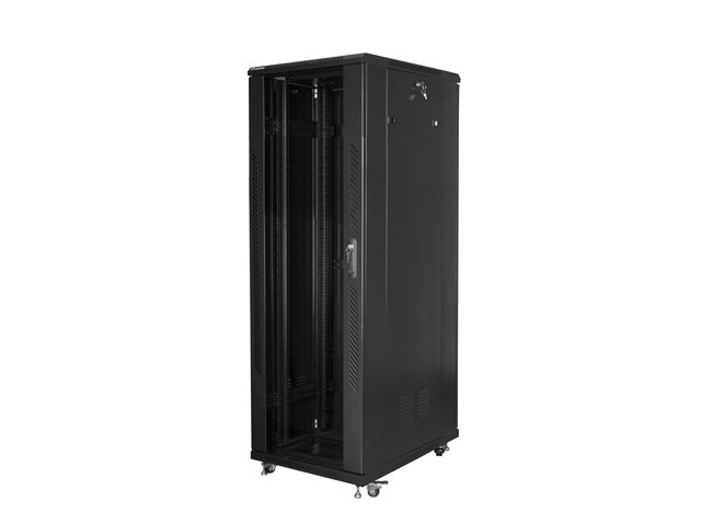 Szafa instalacyjna Rack stojąca 19" 47U 800X800 czarna Flat pack Lanberg (FF01-8847-12B)