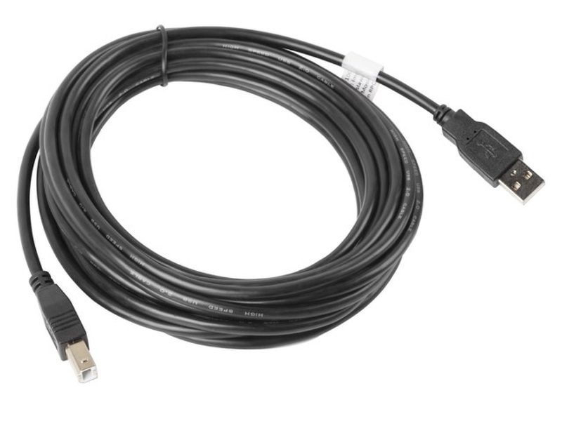 Zdjęcie produktu: Kabel do drukarki USB 2.0 AM-BM Lanberg czarny 5m (CA-USBA-10CC-0050-BK)