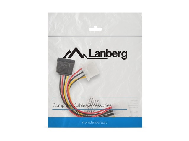 Lanberg Kabel zasilający Molex (M) do Molex (F) + SATA (F) 15cm (CA-HDSA-12CU-0015)