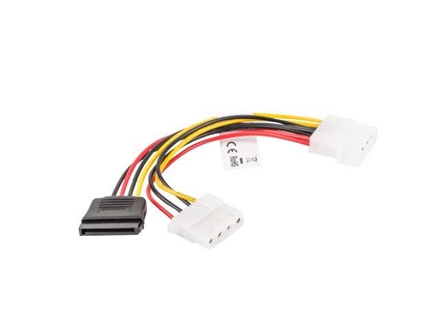 Lanberg Kabel zasilający Molex (M) do Molex (F) + SATA (F) 15cm (CA-HDSA-12CU-0015)