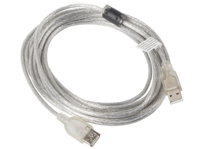 Lanberg Przedłużacz USB 2.0 AM-AF Ferryt transparentny 5m CA-USBE-12CC-0050-TR (CA-USBE-12CC-0050-TR)