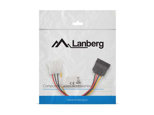 Lanberg Kabel zasilający Molex (M) do SATA (F) 15cm (CA-HDSA-10CU-0015)