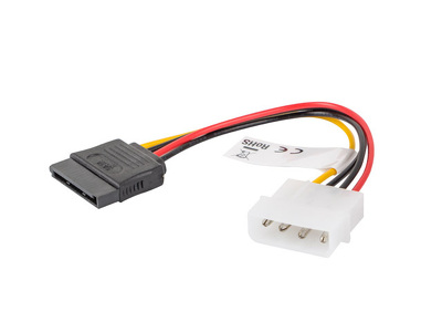 Miniatura produktu: Lanberg Kabel zasilający Molex (M) do SATA (F) 15cm (CA-HDSA-10CU-0015)