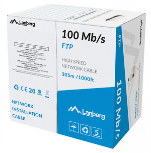 Miniatura produktu: Kabel Lan FTP 100Mb/s 305m Linka CCA Lanberg - szary (LCF5-11CC-0305-S)