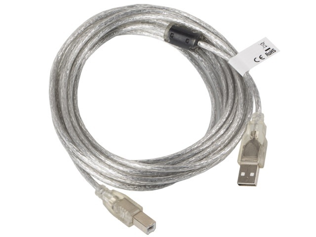 Kabel do drukarki USB 2.0 AM-BM Lanberg Ferryt transparentny 5m (CA-USBA-12CC-0050-TR)