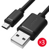 Miniatura zdjęcia: Unitek Zestaw przewodów microUSB-USB 3 x 0,3m (Y-C4008BK)