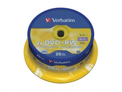 Miniatura produktu: Verbatim DVD+RW 4,7GB x4 25szt Miniatura produktu: Verbatim DVD+RW 4,7GB x4 25szt