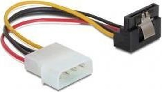 Miniatura produktu: Delock 60121 Kabel Sata Zasilający Molex(M) do Sata(F) Metalowy Zatrzask Kątowy 90 Dół 15cm