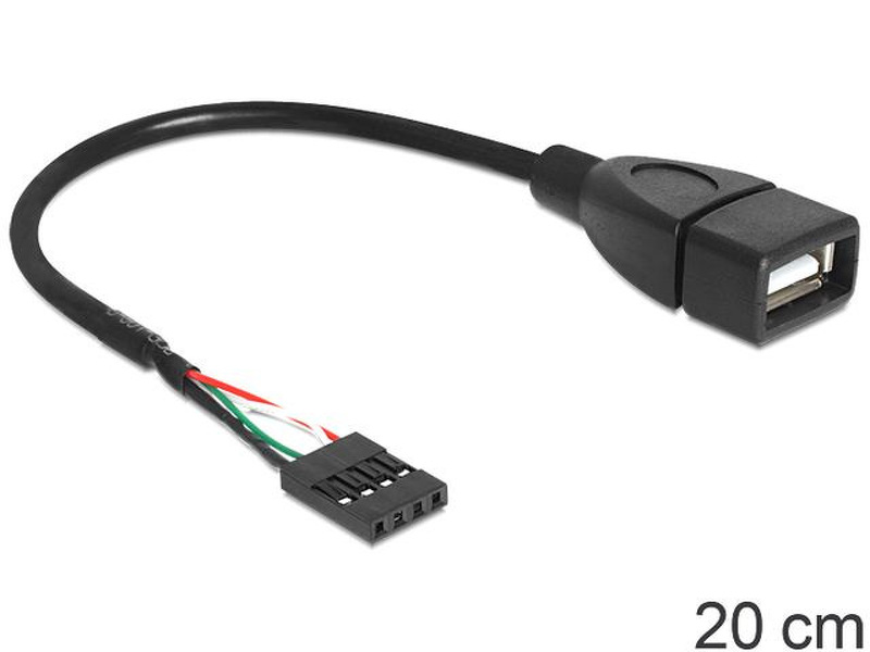 Zdjęcie produktu: Delock 83291 adapter z wewnętrznego Pin Header (F) 4-PIN na USB-A (F) 2.0 20CM czarny