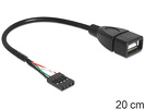 Miniatura zdjęcia: Delock 83291 adapter z wewnętrznego Pin Header (F) 4-PIN na USB-A (F) 2.0 20CM czarny