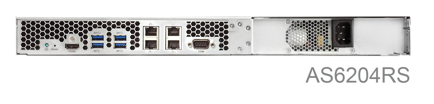 Serwer plików Asustor AS6204RS 4-bay 1U, Intel Celeron Quad-Core 1.6GHz , 4G RAM DDR3. 4xGbE LAN, USB 3.0, HDMI 1.4b