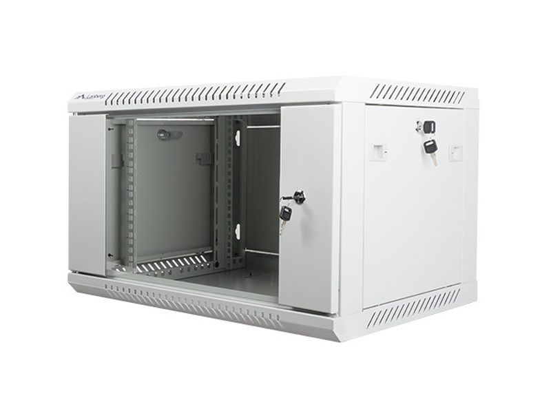 Zdjęcie produktu: Szafa instalacyjna Rack Wisząca 19" 6U 600X450 szara Flat pack Lanberg (WF01-6406-10S)