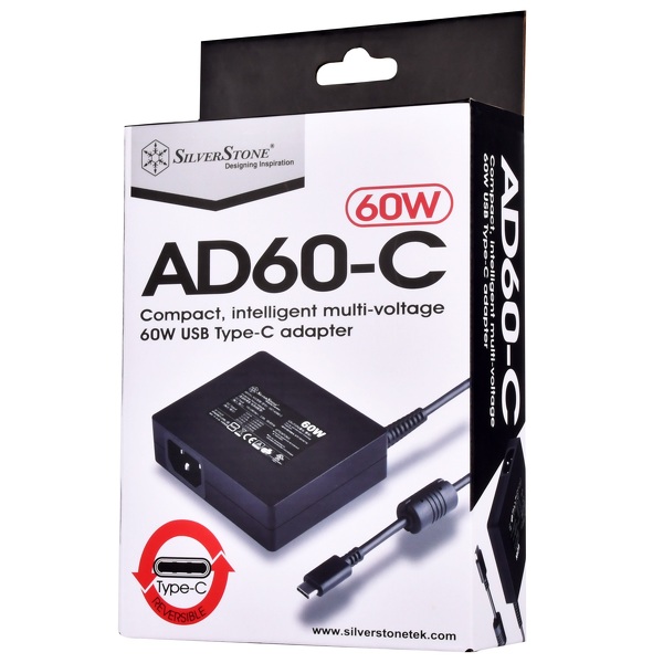 Zdjęcie produktu: Ładowaka zasilacz SilverStone AD60-C, USB-C, 5-20V, 3A, 60W, Type-C Zdjęcie produktu: Ładowaka zasilacz SilverStone AD60-C, USB-C, 5-20V, 3A, 60W, Type-C