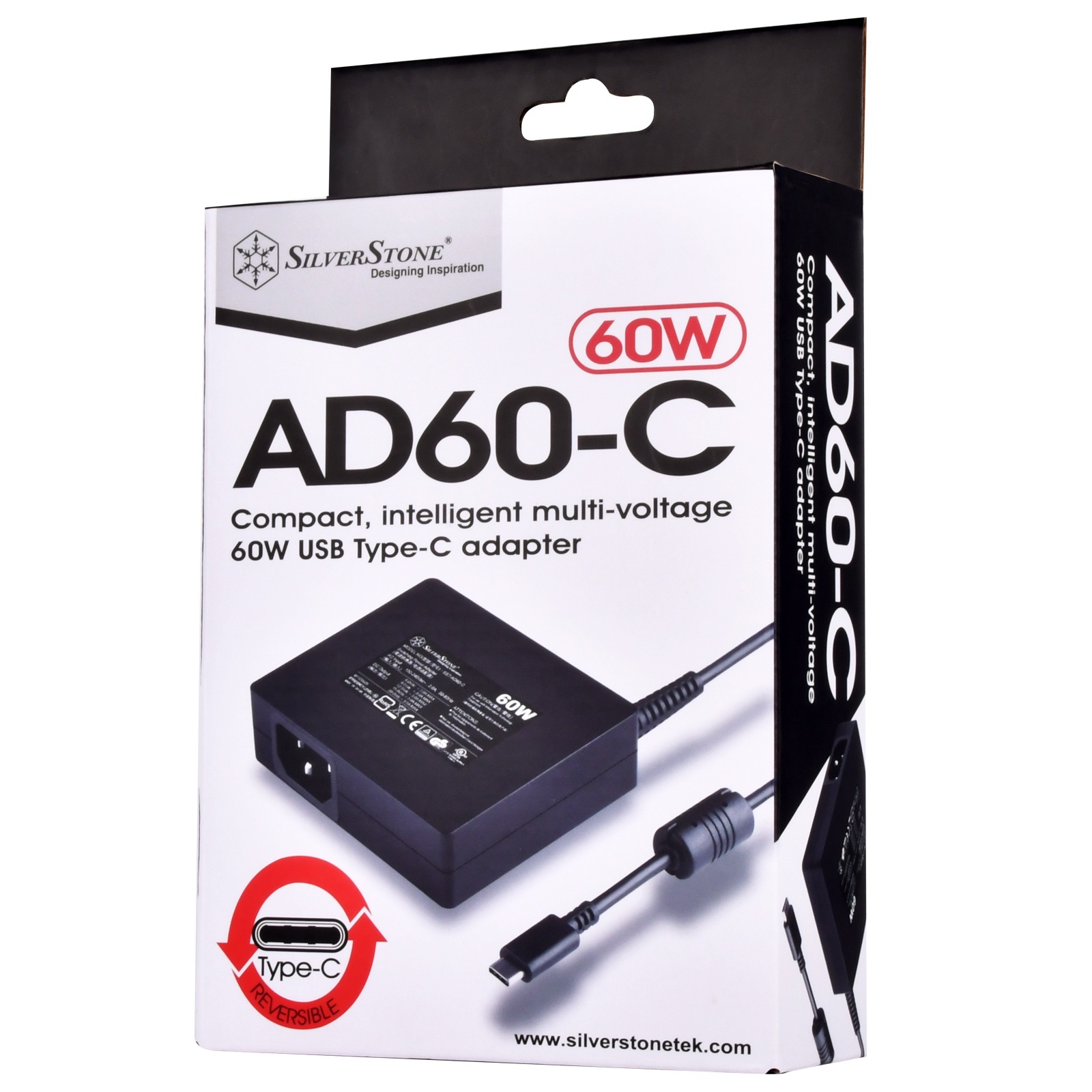 Ładowaka zasilacz SilverStone AD60-C, USB-C, 5-20V, 3A, 60W, Type-C Ładowaka zasilacz SilverStone AD60-C, USB-C, 5-20V, 3A, 60W, Type-C