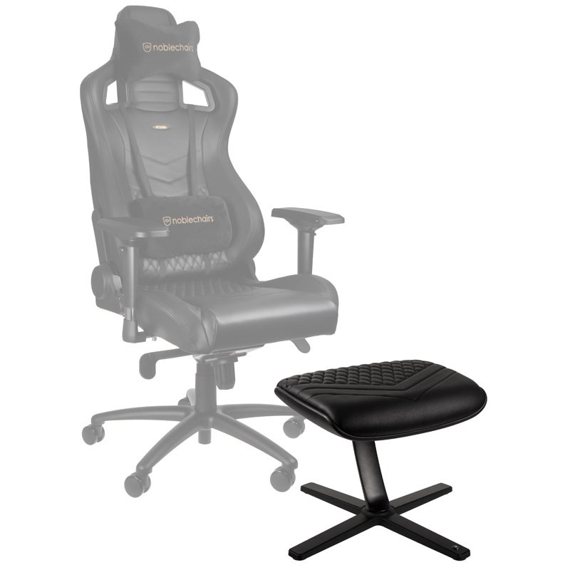 Podnóżek noblechairs czarny, naturalna skóra