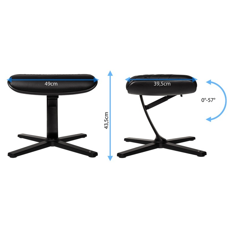 Podnóżek noblechairs czarny, naturalna skóra