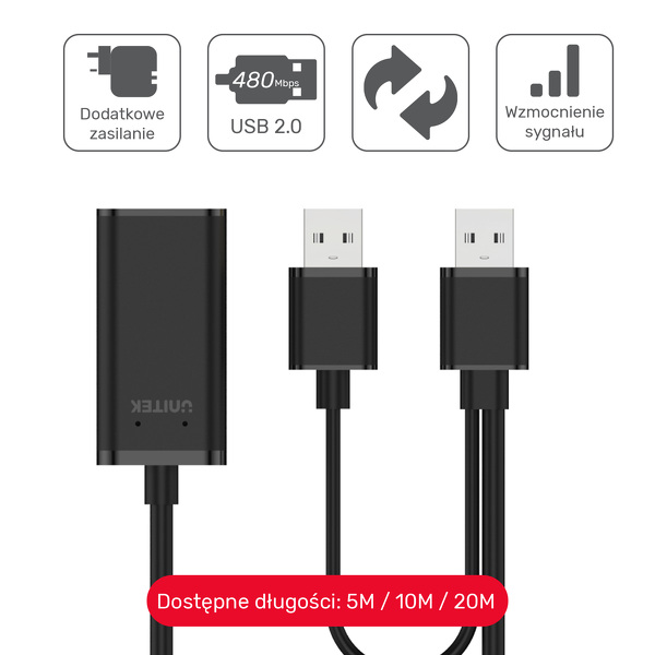 Zdjęcie produktu: Unitek Wzmacniacz sygnału USB 2.0 20m Y-279 Zdjęcie produktu: Unitek Wzmacniacz sygnału USB 2.0 20m Y-279