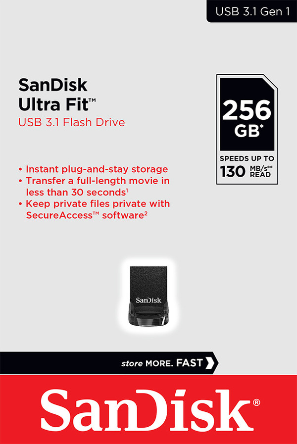 Zdjęcie produktu: Pendrive SanDisk Ultra Fit 256GB Flash Drive 400MB/s USB 3.1 (SDCZ430-256G-G46)