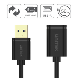 Miniatura produktu: Przedłużacz USB 3.0 AM-AF Unitek 0,5m (Y-C456GBK) Miniatura produktu: Przedłużacz USB 3.0 AM-AF Unitek 0,5m (Y-C456GBK)