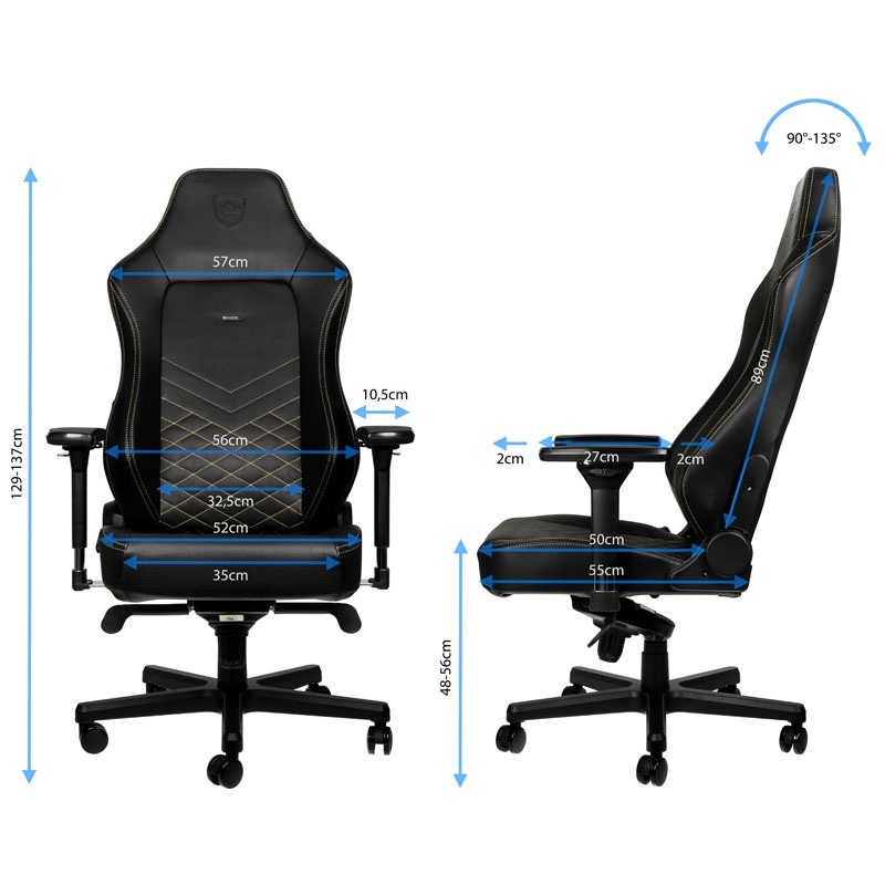 Fotel noblechairs HERO, czarny, złote obszycie