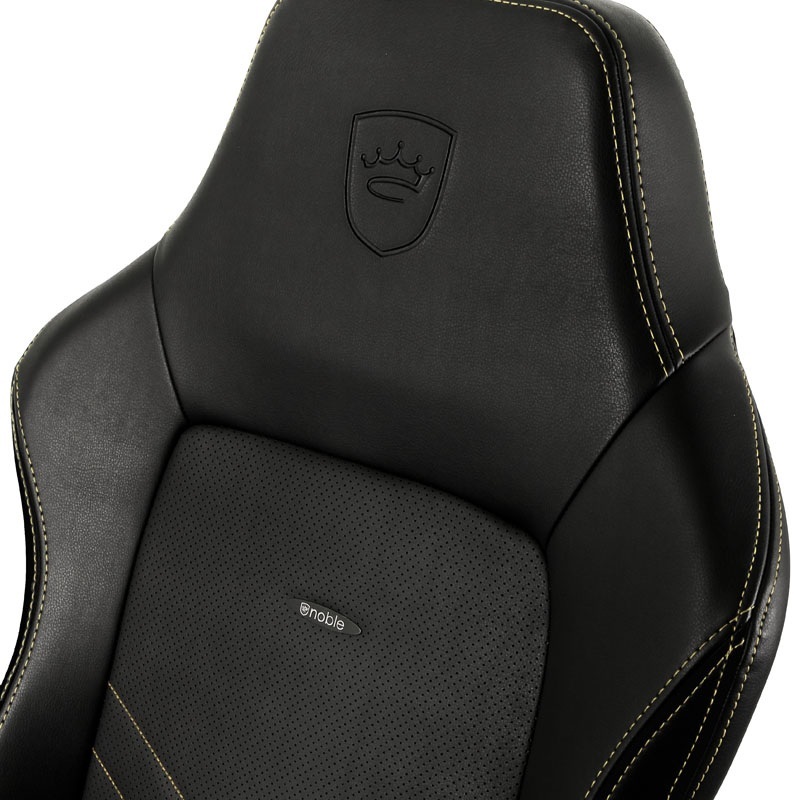 Fotel noblechairs HERO, czarny, złote obszycie