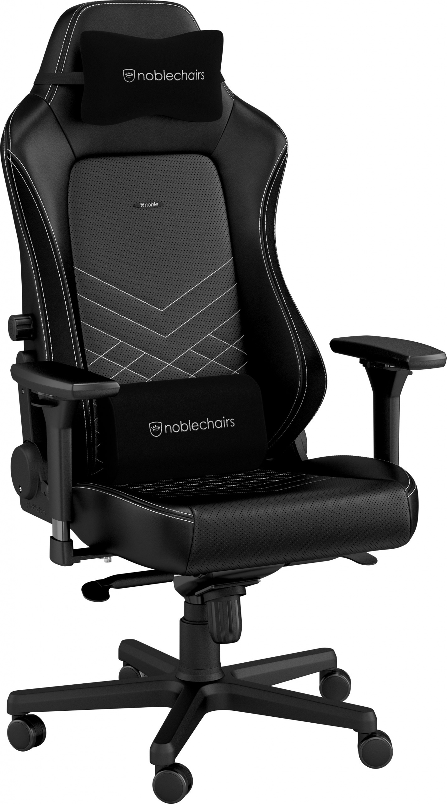 Fotel noblechairs HERO, czarny, białe obszycie