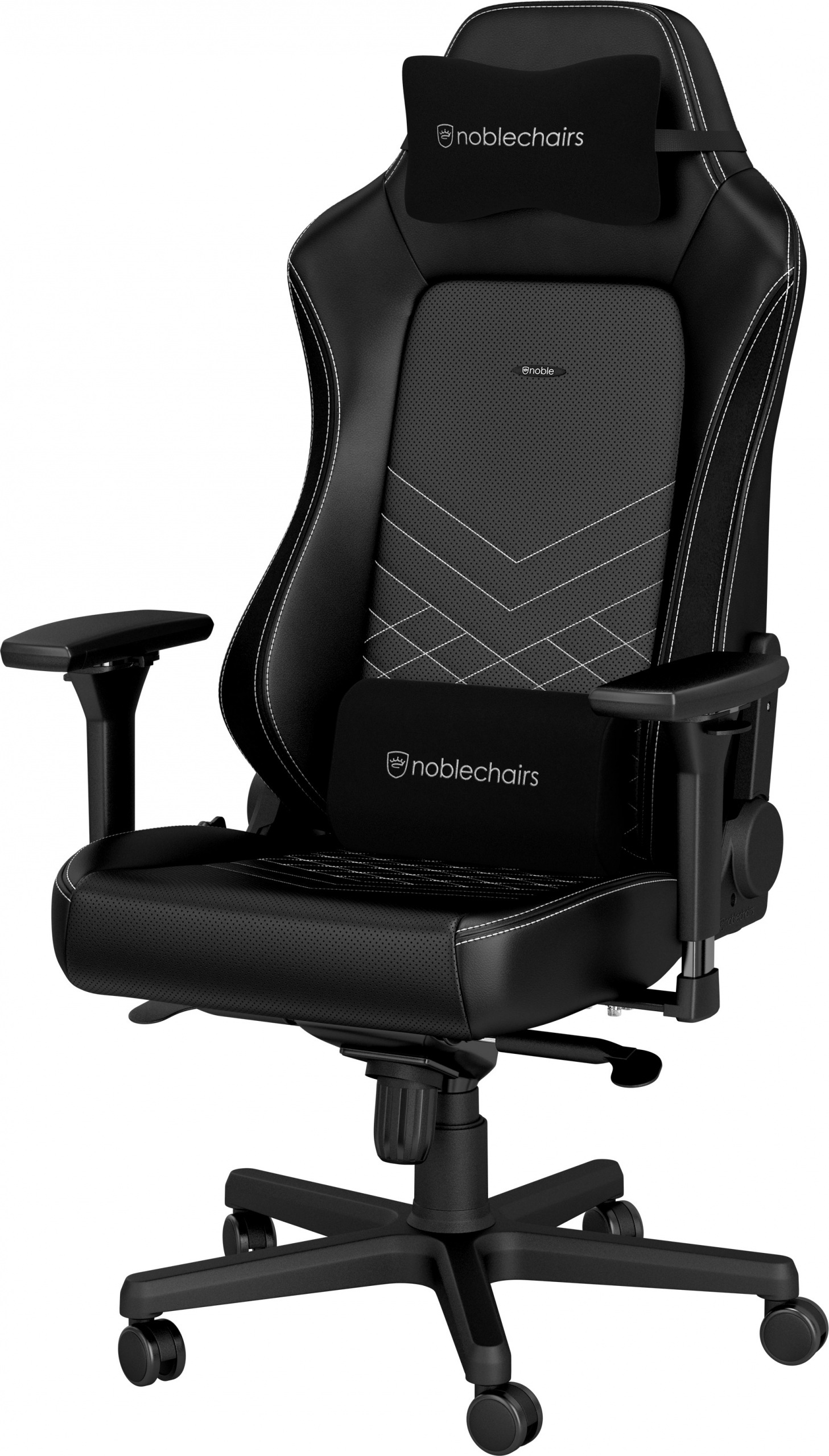 Fotel noblechairs HERO, czarny, białe obszycie