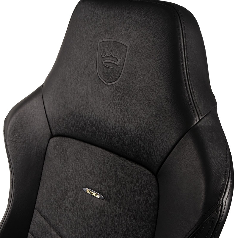 Fotel noblechairs HERO, naturalna skóra, czarny, czarne obszycie
