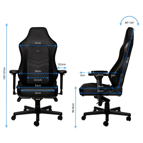 Zdjęcie produktu: Fotel noblechairs HERO, naturalna skóra, czarny, czarne obszycie