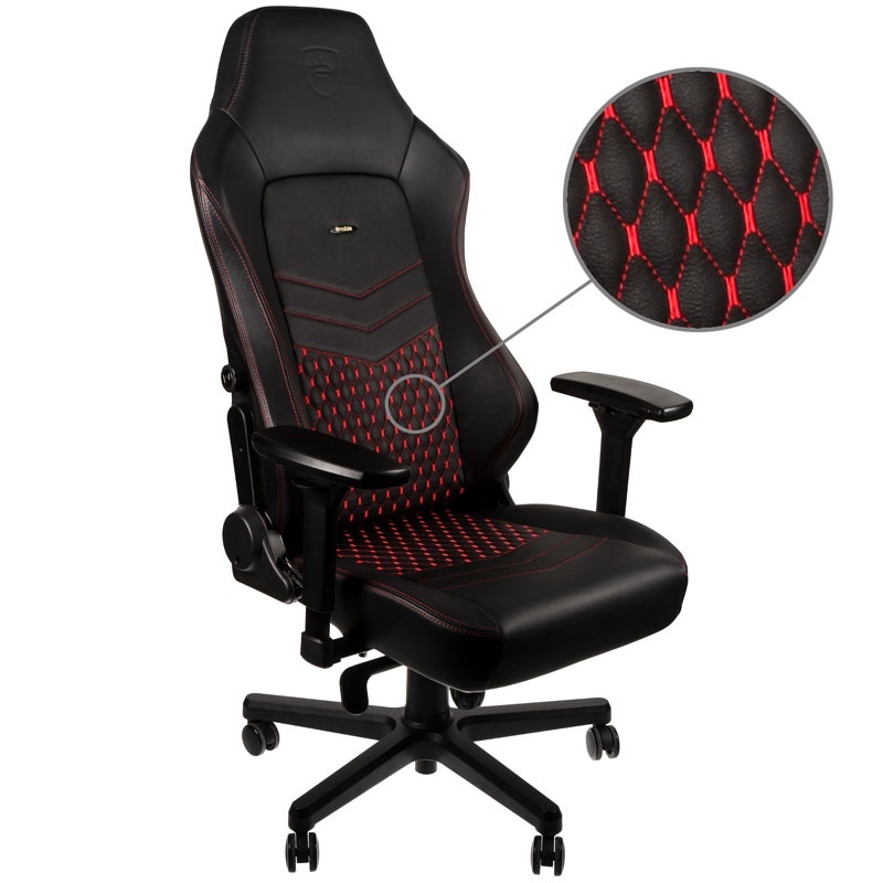 Fotel noblechairs HERO, naturalna skóra, czarny, czerwone obszycie Fotel noblechairs HERO, naturalna skóra, czarny, czerwone obszycie