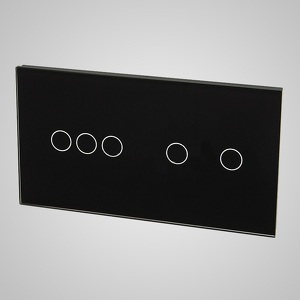 Miniatura produktu: Touchme Duży panel 86x158mm szklany, 1 x przycisk potrójny, 1 x przycisk podwójny, czarny TM703702B