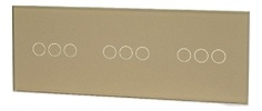 Touchme Duży panel 86x228mm szklany, 3 x przycisk potrójny, złoty TM703703703G