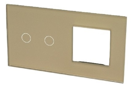 Miniatura produktu: Touchme Duży panel 86x158mm szklany, 1 x przycisk podwójny, 1 x ramka, złoty TM702728G
