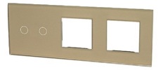 Touchme Duży panel 86x228mm szklany, 1 x przycisk podwójny, 2 x ramka, złoty TM702728728G