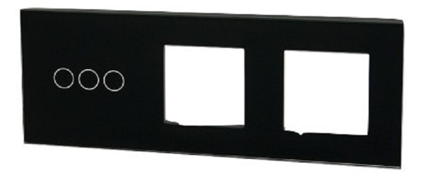 Zdjęcie produktu: Touchme Duży panel 86x228mm szklany, 1 x przycisk potrójny, 2 x ramka, czarny TM703728728B