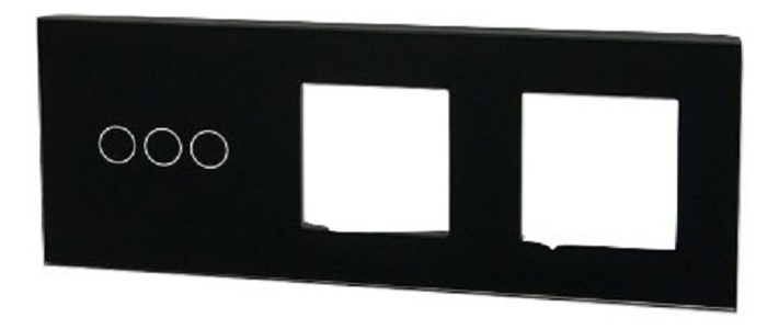 Miniatura produktu: Touchme Duży panel 86x228mm szklany, 1 x przycisk potrójny, 2 x ramka, czarny TM703728728B