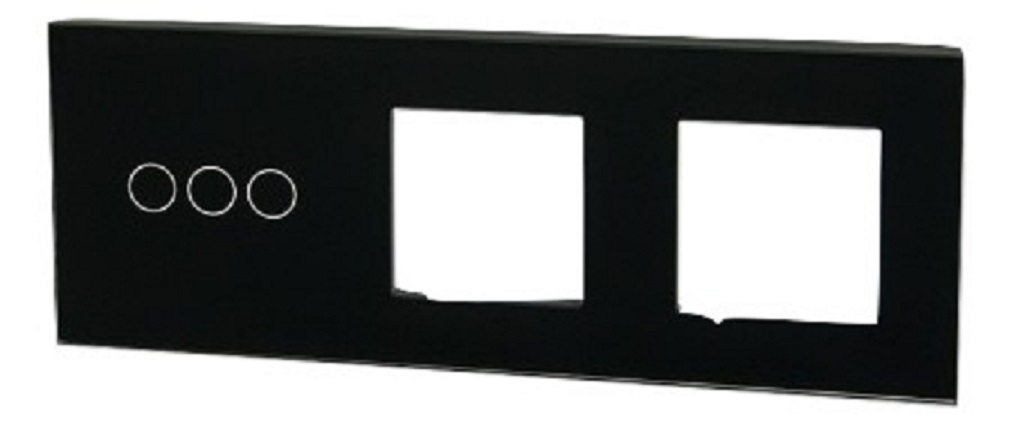 Touchme Duży panel 86x228mm szklany, 1 x przycisk potrójny, 2 x ramka, czarny TM703728728B