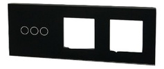 Touchme Duży panel 86x228mm szklany, 1 x przycisk potrójny, 2 x ramka, czarny TM703728728B