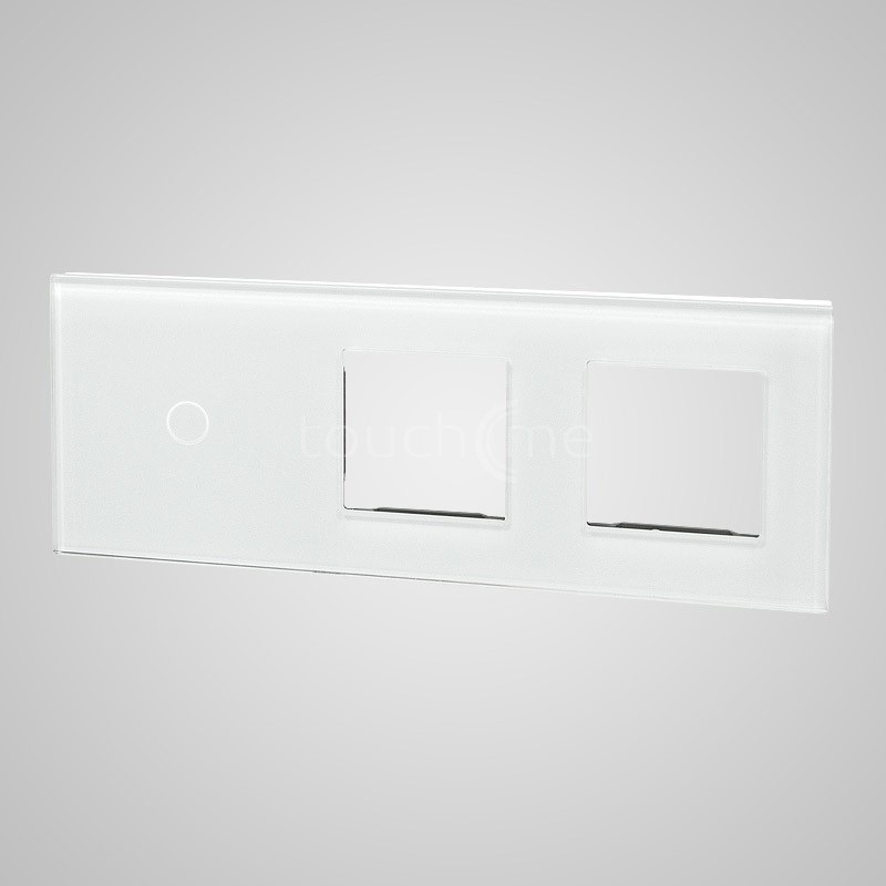 Touchme Duży panel 86x228mm szklany, 1 x przycisk pojedynczy, 2 x ramka, biały TM701728728W