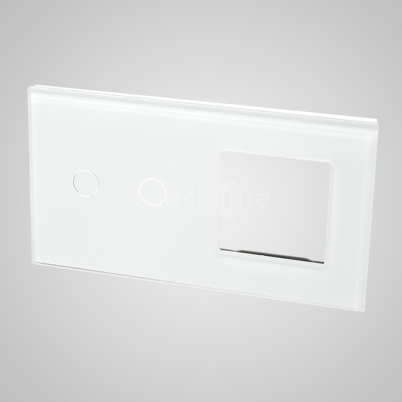 Touchme Duży panel 86x158mm szklany, 1 x przycisk podwójny, 1 x ramka, biały TM702728W