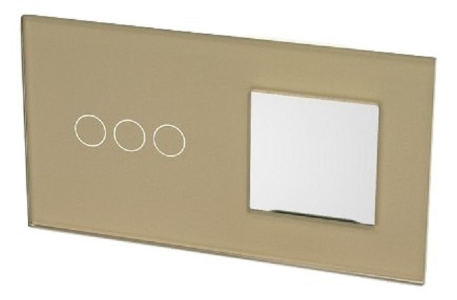 Zdjęcie produktu: Touchme Duży panel 86x158mm szklany, 1 x przycisk potrójny, 1 x ramka, złoty TM703728G