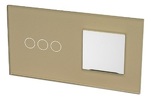 Touchme Duży panel 86x158mm szklany, 1 x przycisk potrójny, 1 x ramka, złoty TM703728G