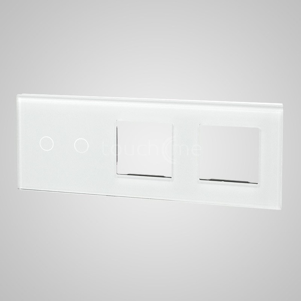 Zdjęcie produktu: Touchme Duży panel 86x228mm szklany, 1 x przycisk podwójny, 2 x ramka, biały TM702728728W