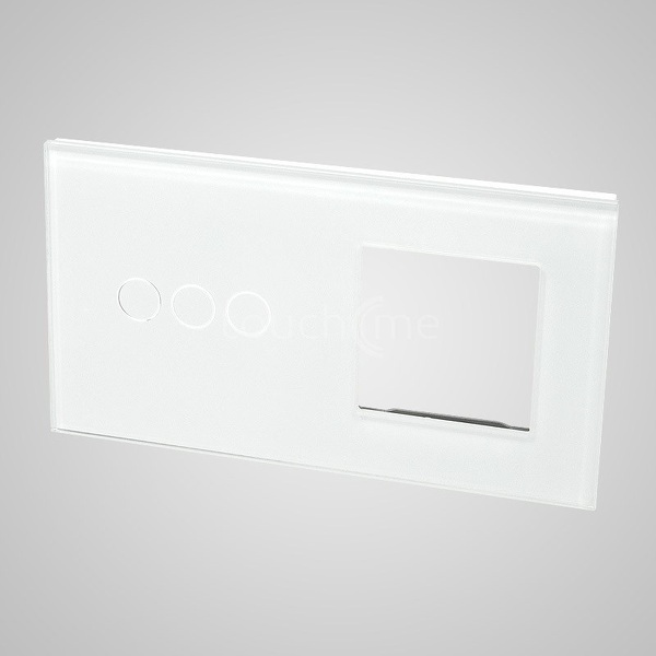 Zdjęcie produktu: Touchme Duży panel 86x158mm szklany, 1 x przycisk potrójny, 1 x ramka, biały TM703728W