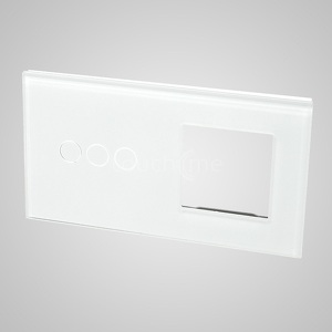Miniatura produktu: Touchme Duży panel 86x158mm szklany, 1 x przycisk potrójny, 1 x ramka, biały TM703728W